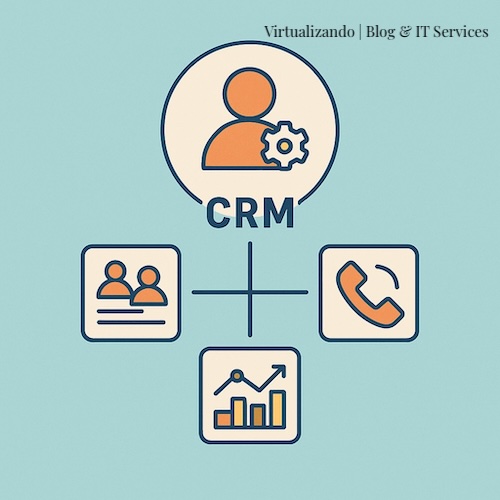 Imagen donde se muestra un diagrama de relacion de un CRM correspondiente al articulo: Aplicaciones informáticas que todo emprendedor o pyme necesita de Virtualizando | Blog & IT Services.