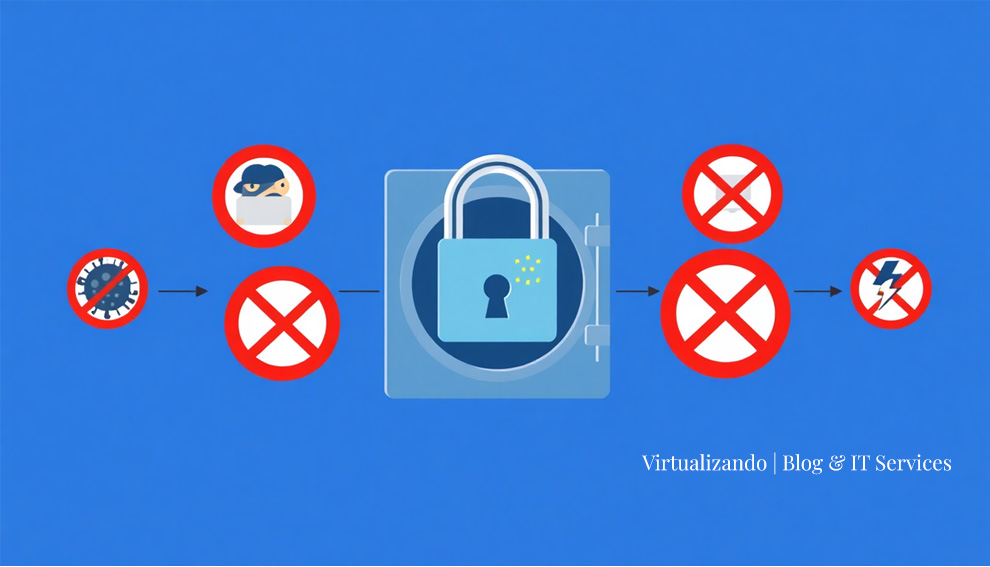 Ilustración representativa de las copias de seguridad inmutables usada en el artículo copias de seguridad automatizadas del blog Virtualizando | Blog & IT Services