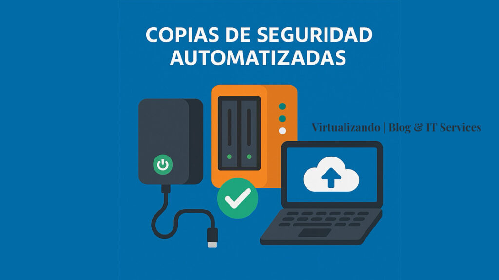 Ilustración representativa de los distintos tipos de destinos para una copia de seguridad automatizada usada en el artículo las copias de seguridad automatizadas del blog: Virtualizando | Blog & IT Services