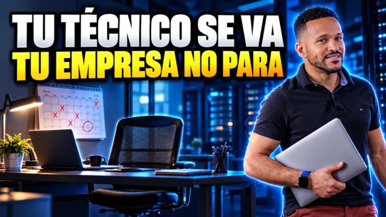 Antonio con un portátil bajo el brazo junto a un puesto de oficina vacío y un calendario con días marcados