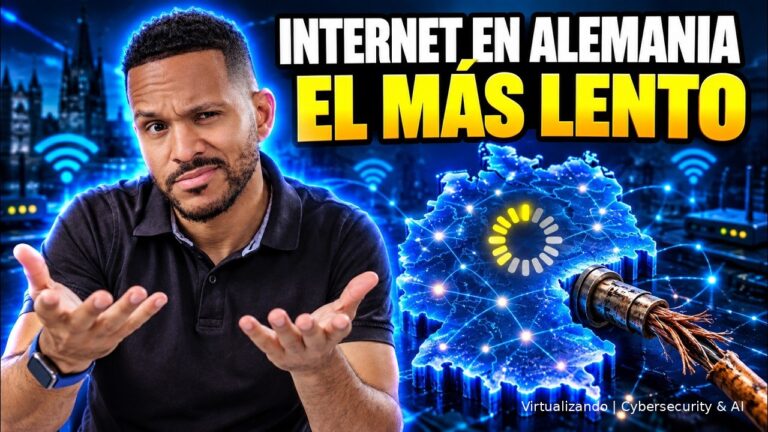 Antonio con gesto de incredulidad junto al mapa de Alemania iluminado y un cable de cobre pelado